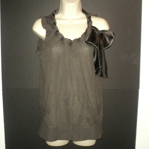 Worth Top Women's Shell Size S Brown Metallic Cotton-Steel Blend Sleeveless - Picture 1 of 5